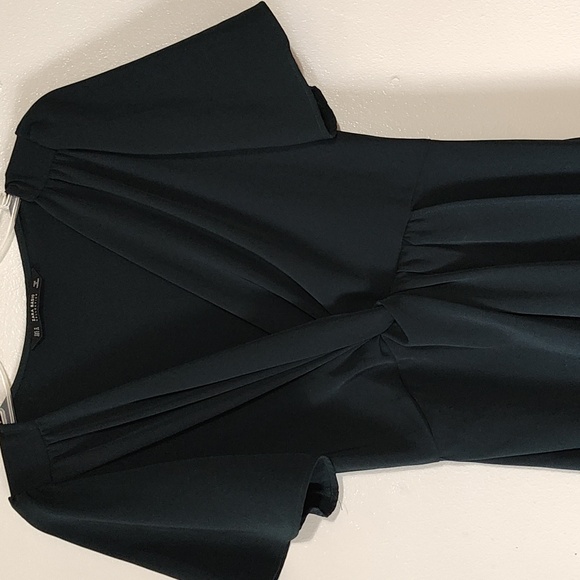 ZARA Basic Winter Green faux wrap dress size M - Picture 2 of 8